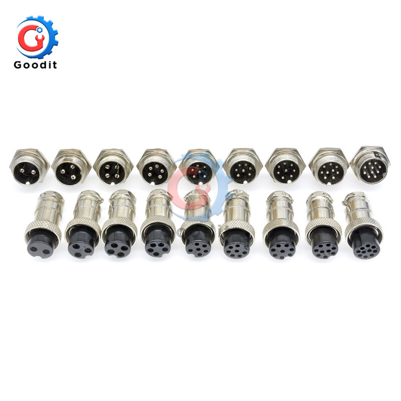 5Pcs GX16 2/3/4/5/6/7/8/9/10 Pin Male & Female 16mm L70-78 Aviation Connector Socket Plug Wire Panel Circular Connector Cap Lid