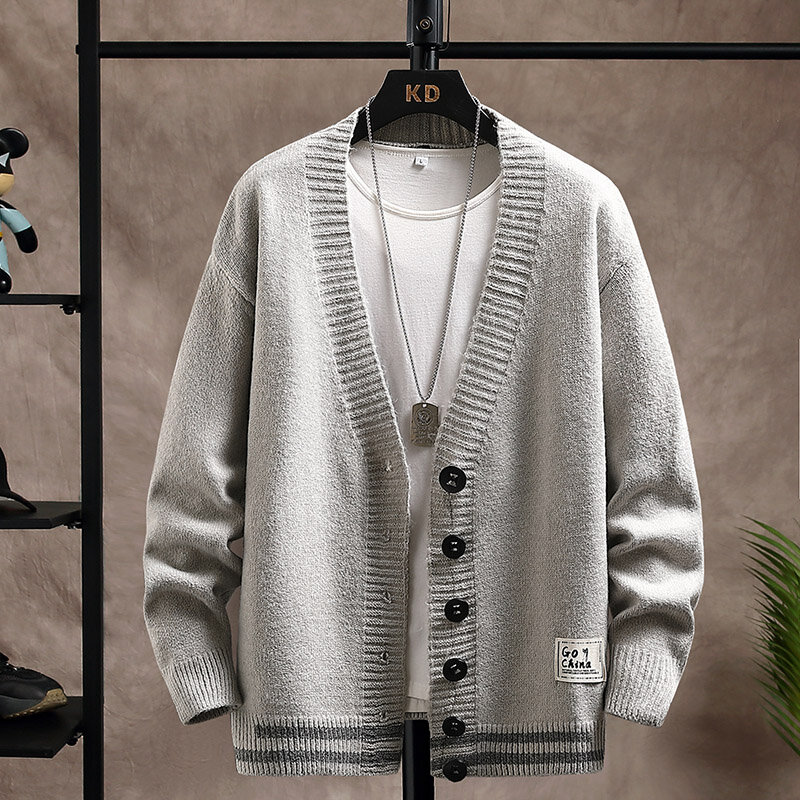 Suéter de punto para hombre, moda de marca, abrigos informales coreanos negros, ropa, otoño e invierno, 2021