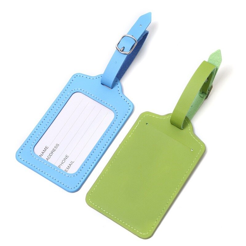 Colorful PU Leather Luggage Tag Cover Boarding Pass Suitcase ID Address Holder Baggage Boarding Label Travel Accessories 5 Sizes