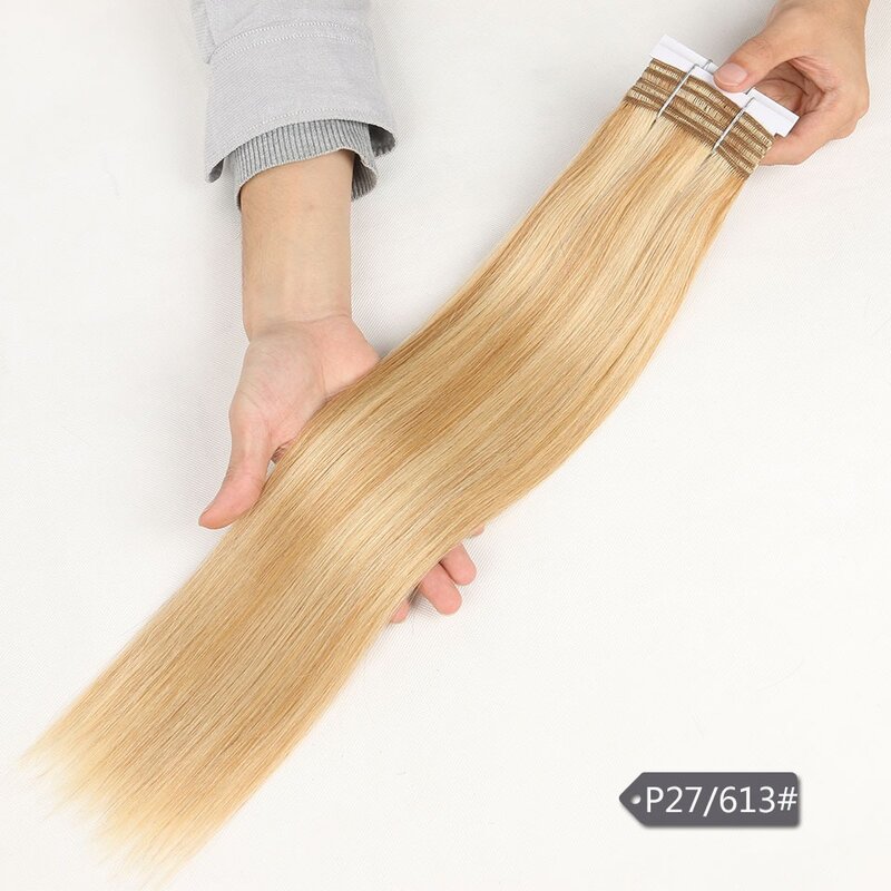 Rebecca Doppel Gezogen Gerade Haar P6/613 Blonde P27/613 Brasilianische Menschliche Haarwebart Bundles 1 Stück Nur remy Extensions