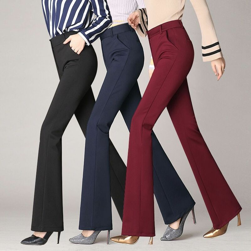 Pantalon de Yoga Ultra-élastique doux pour femme, vêtement évasé, couleur unie, taille moyenne, jambes larges