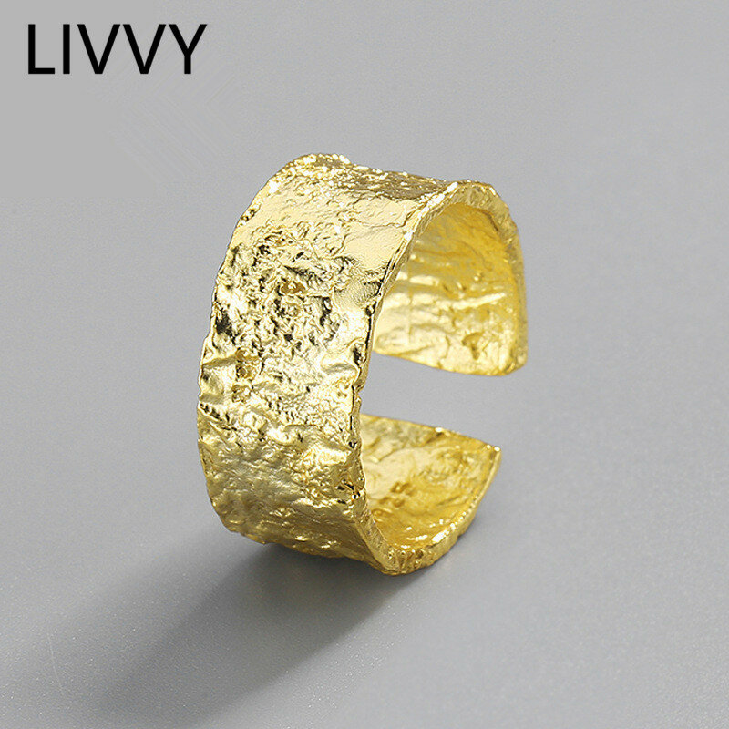 LIVVY Prevent Allergy Silver Color Wedding Rings New Creative Geometric Handmade Accessories Jewelry Gifts Trendy
