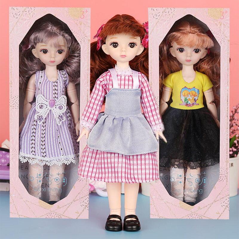 Robe de poupées princesse BJD pour filles de 32cm, avec accessoires mobiles, robe de mode, avec cheveux longs, cadeau bricolage filles