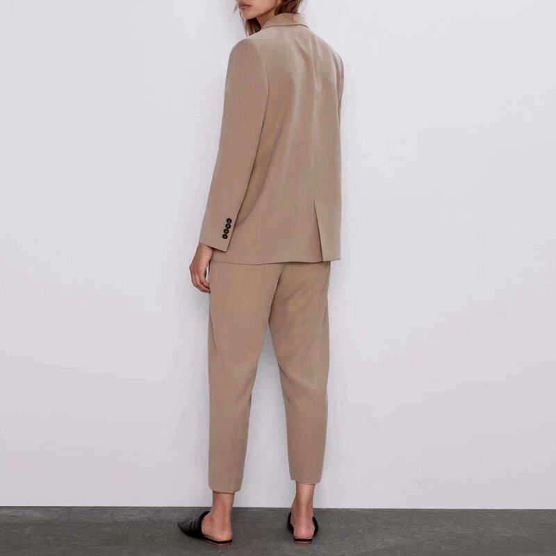 2019 herbst Business Hosen Anzug Vintage Single Button Solide Blazer Mantel Feminino Hosen Weibliche Büro 2 Stück Set Frauen Mujer