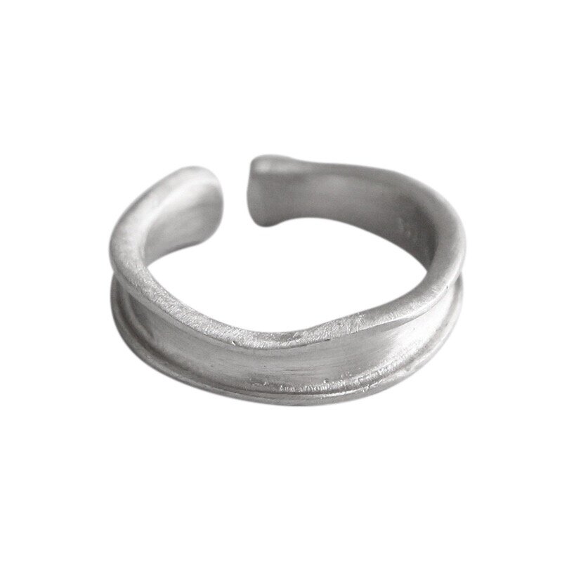Anillo de Plata de Ley 925, joyería europea y americana, simple, irregular, cóncavo-convexo, moda, anillo abierto