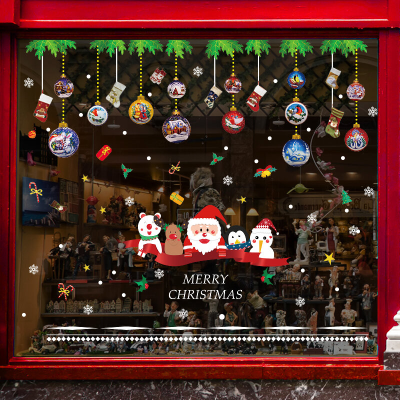 Pegatinas de pared de Feliz Navidad, calcomanías de vidrio para Festival de ventana, murales de Santa, decoraciones navideñas de Año Nuevo para decoración del hogar, 2020