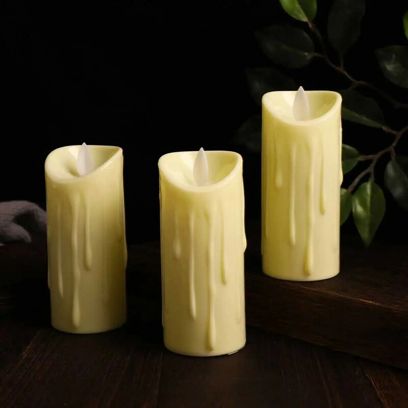 3/4/6 Pieces Remote Control Flameless Moving Wick Led Pillar Candles,Battery Flameless Candles With Flickering Flame