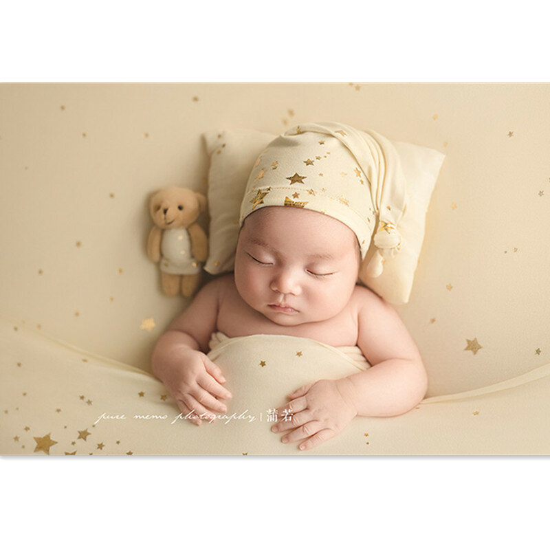 新生児用写真アクセサリー,男の子用スターライト,帽子,クマ,人形,女の赤ちゃん用アクセサリー,写真撮影用の伸縮性のある背景布
