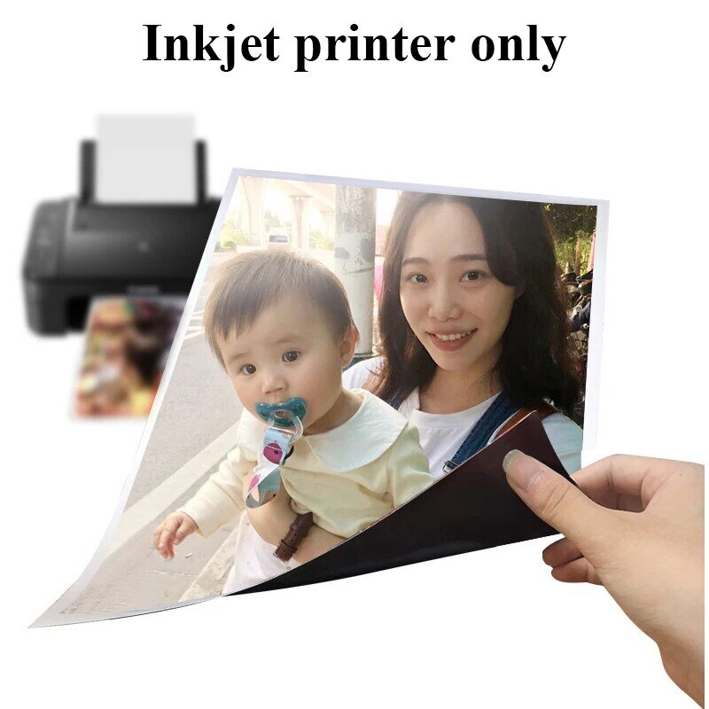 Papel fotográfico magnético, papel fotográfico de impressão a jato de tinta, adesivos fosco brilhantes, ímã de geladeira DIY, A4 4R