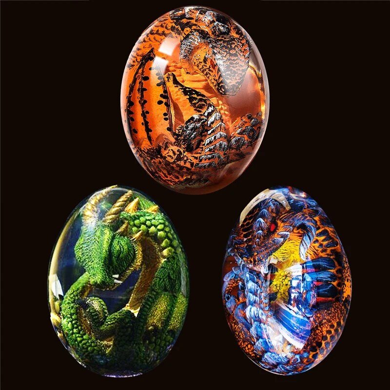 Dragão de lava ovo coleção ornamental dinossauro ovo decorestátua resina dragão ovo cristal minerale reiki gemstone presente de natal