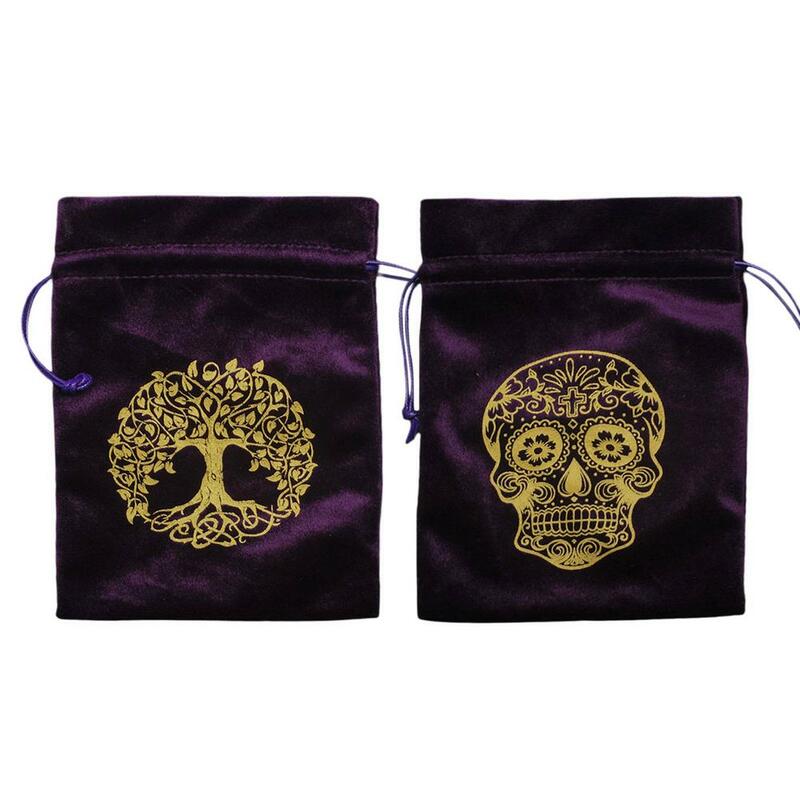Bolsa de almacenamiento de Tarots de fase de calavera de terciopelo, accesorio de adivinación de bruja de tarjeta de oráculo