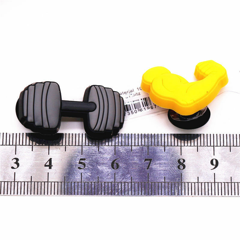 High Quality Fitness Shoe Charms Dumbbells and Muscles PVC Shoes Decorations Sandals Accessories fit Kids Party Gifts