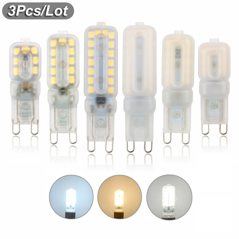 Bombillas LED G9 regulables, focos de 220V, 110V, lámparas de araña brillantes para el hogar, 3W, 5W, 7W, reemplaza 30W, 40W, ampolla halógena, 3 uds.