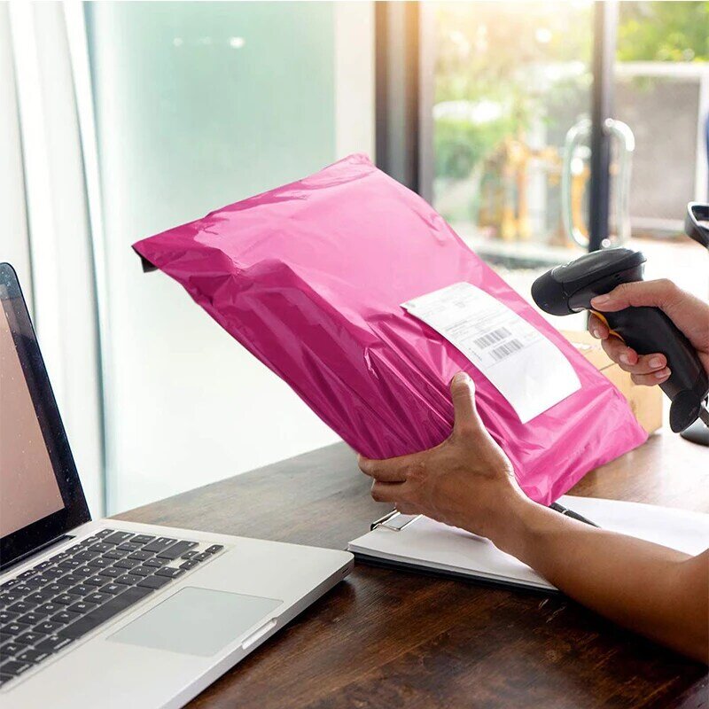 핑크 폴리 메일러 자체 접착 포스트 우편물 패키지, 접착제 인감, 우편물 가방, 선물 가방, 택배 보관, 배송 가방, 50 개