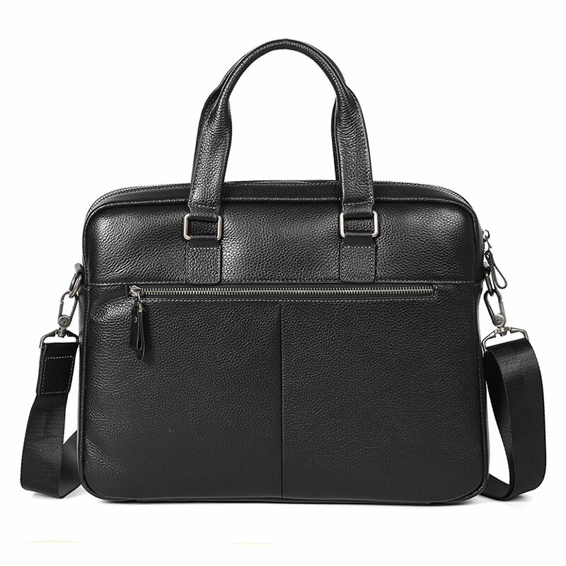 Bolsa de ombro masculina de couro genuíno, bolsa de mão para documentos de escritório e para laptop