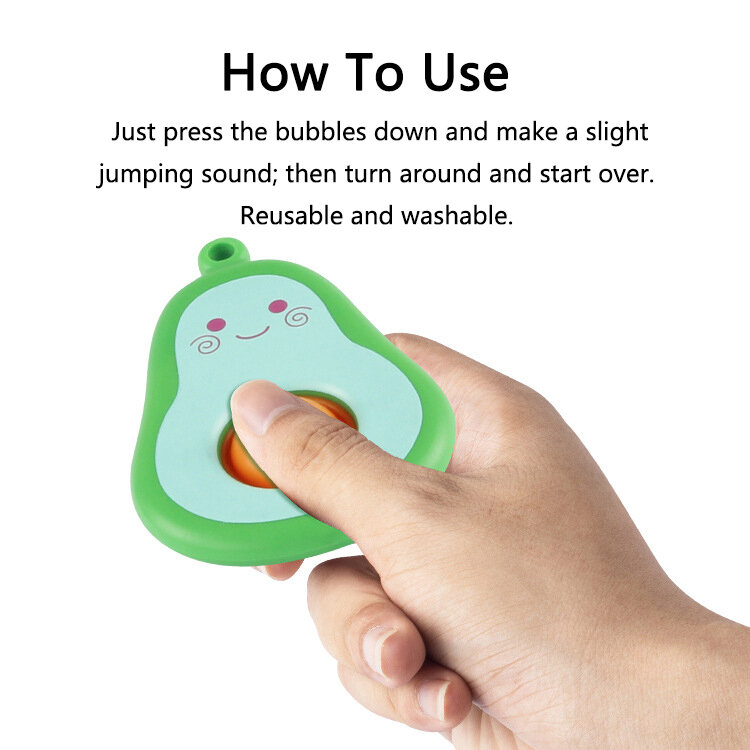 Cute Avocado Fidget Toy para crianças, descompressão, aperto, alívio do estresse, brinquedos educativos sensoriais