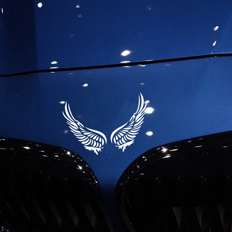 12.5*8.6, intéressante et belle ange ailes couvrir le corps, personnalisé autocollants de voiture. Accessoires en vinyle noir/argent,