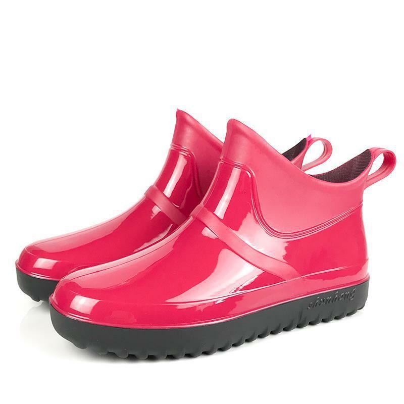 รองเท้าผู้หญิงข้อเท้ารองเท้าบูท Pvc Rainboots สำหรับผู้หญิงสีแฟชั่นตกปลารองเท้าข้อเท้า