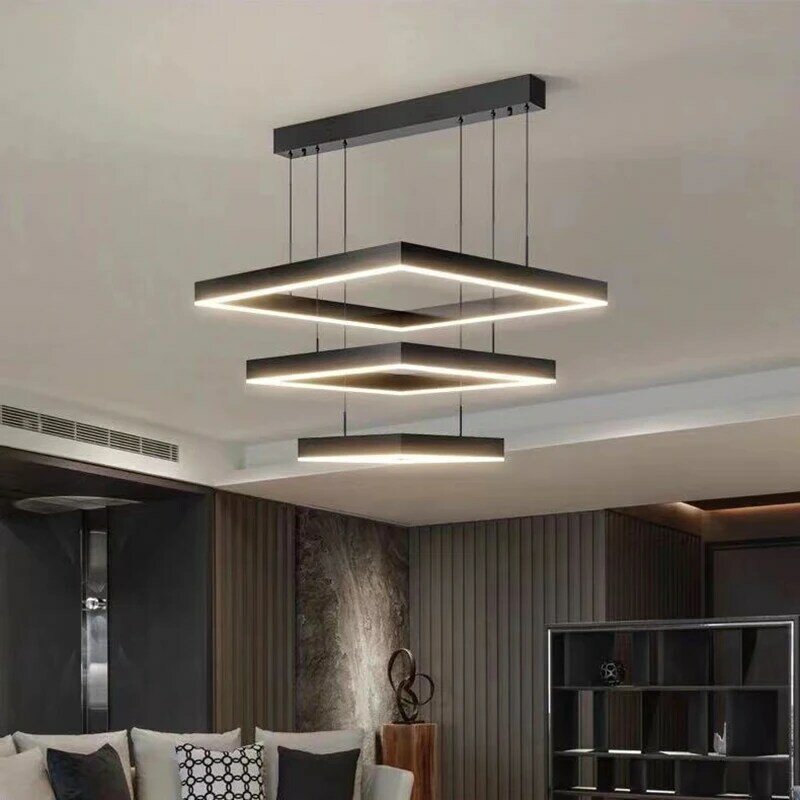 Nowoczesny minimalistyczny żyrandol do salonu nowy atmosferyczny sypialnia żyrandol jadalnia kwadratowy Nordic led sufitowa lampa kuchenna
