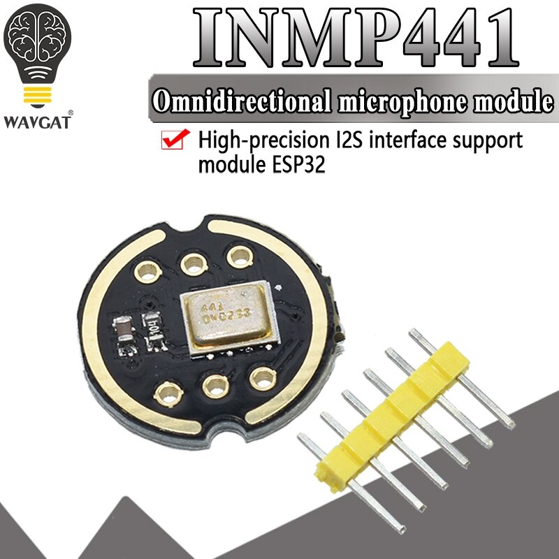 WAVGAT-Módulo de microfone omnidirecional, interface I2S, INMP441 MEMS, alta precisão, baixa potência, volume ultra pequeno para ESP32