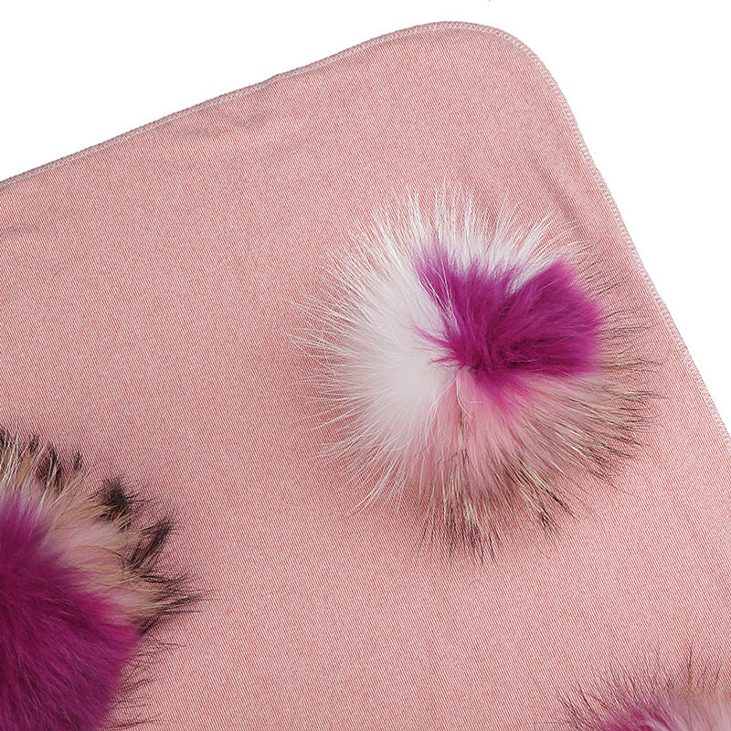 Newborn Baby Warm Cotton Swaddling Blanket KidsTravel Sleeping Bedding Swaddles Wrap With 15cm Triple Color Real Fur Pompom