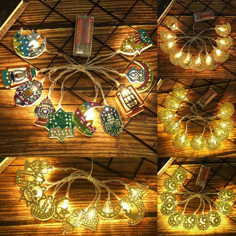 ラマダンの装飾的な星の形をしたLEDストリングライト,10のeidムバラクの装飾,家のためのイスラム教徒のイベント用品,id-fitrの装飾