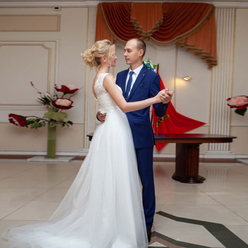 Свадебное платье с кружевной аппликацией, белое длинное формальное простое платье невесты, 2022