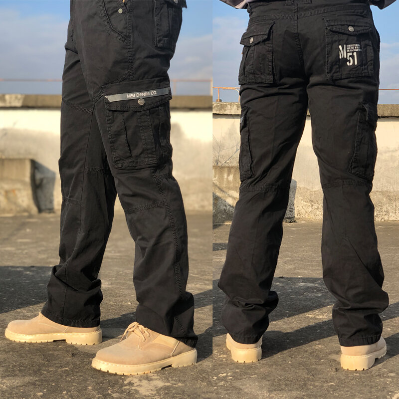 Bapai calças de trabalho de moda masculina ao ar livre wear-resistant montanhismo calças de trabalho roupas de rua moda calças de carga