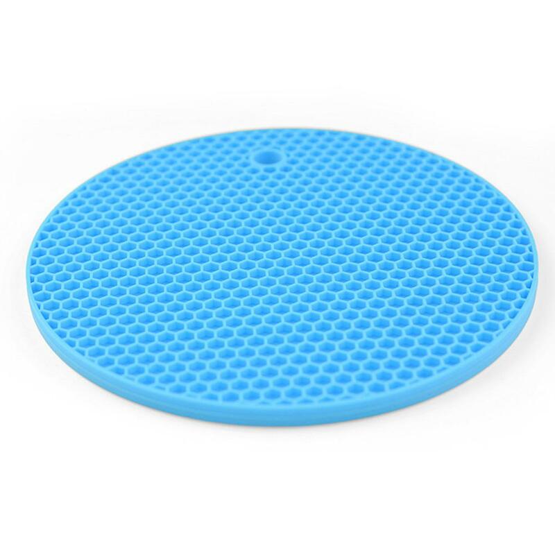 Honeycomb Design Silicone Heat Insulation Mat, Anti-Slip Espessado, Circular, Acessórios de cozinha, Blanking Pad