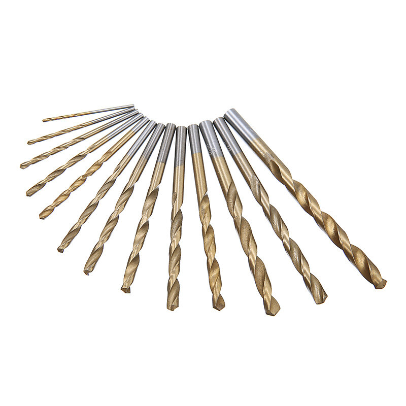 Brocas hss revestidas de titânio, 13 peças, ferramentas de haste 1.5-6.5mm, conjunto de brocas torção para perfuração elétrica, corte, polimento