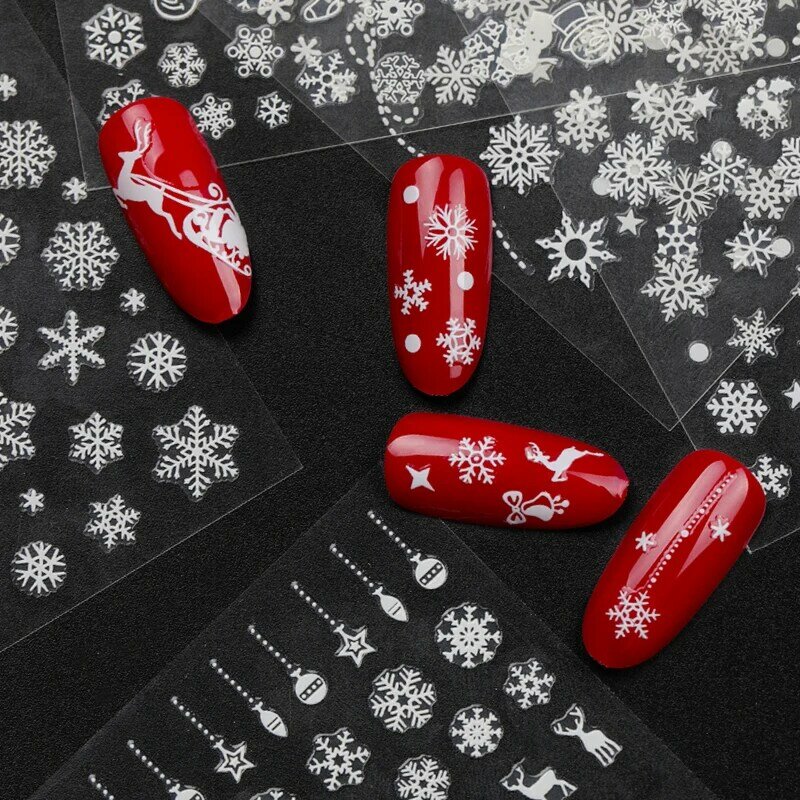 1 pezzo adesivi per unghie di natale decalcomanie fiocchi di neve buste decorazioni natalizie pupazzo di neve per unghie invernali strumenti per manicure
