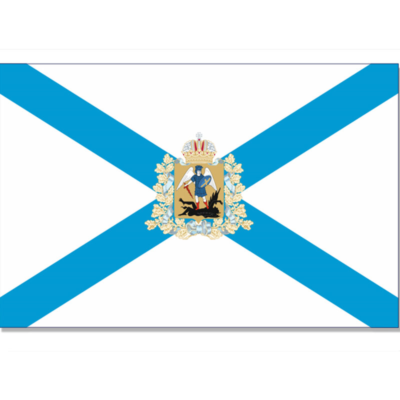 Bandeira feita sob encomenda 60x9 0cm/90x15 0cm/120x18 0cm/150x240cm dos grommets do poliéster 100d do estado da rússia da bandeira do krai do oblast de arkhangelsk