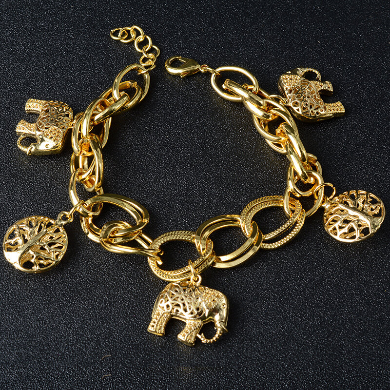 Ensolarado jóias de moda banhado a ouro charme pulseiras para as mulheres cadeias de mão link cadeia bola pulseira de alta qualidade para presentes da festa