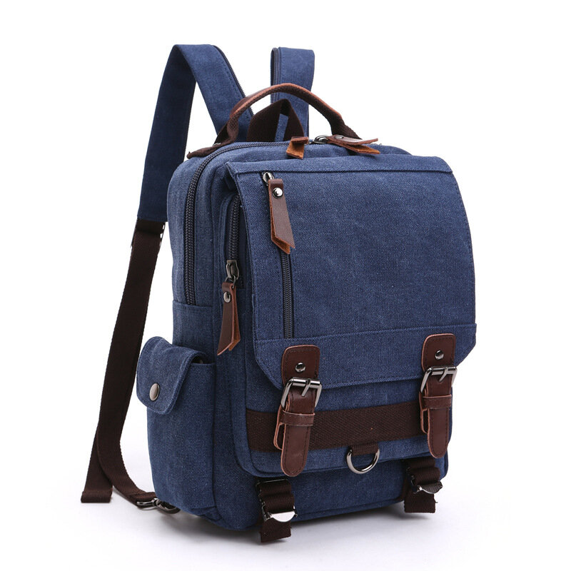 Mochila pequeña de lona para hombre y mujer, bolso de hombro multifuncional para ordenador portátil, mochilas escolares, mochila de día