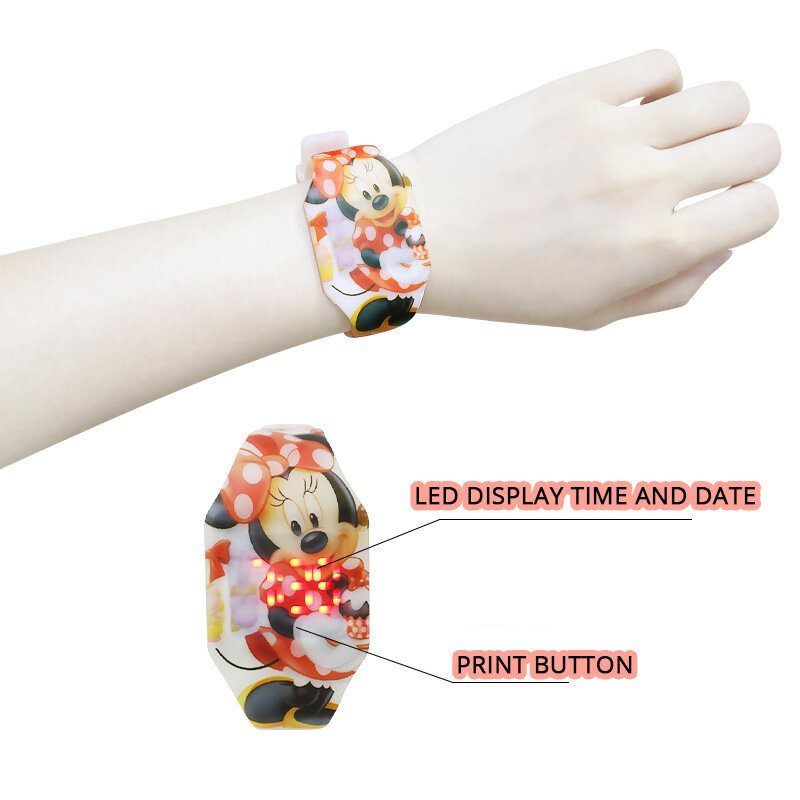 Prinzessin Elsa Gefrorene Leucht Kinder Uhren Cartoon-Muster Minnie Mickey Mädchen Uhr Kinder Reloj Infantil Armbanduhren Uhr