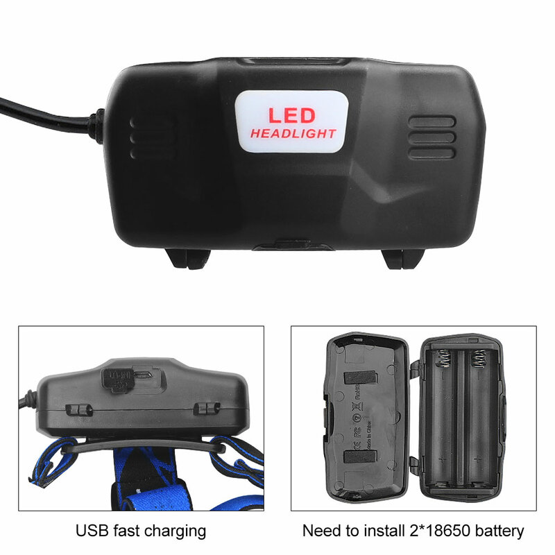레드/그린/블루/화이트 4 in 1 Headlamp XPG LED 조정 가능한 포커스 헤드 라이트 낚시 캠핑을위한 USB 충전 램프
