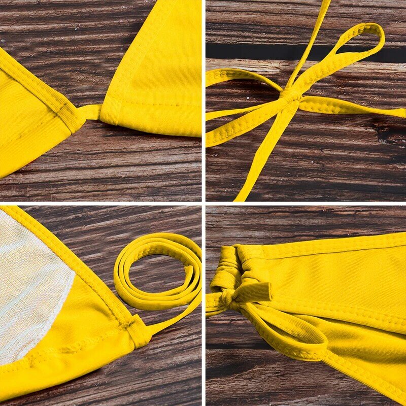 Drop Shipping Sexy Push Up Unpadded Brazilian Bikini Set Women 11 Colors Bandage Bikini Set Swimsuit Triangle Swimwear Bathing