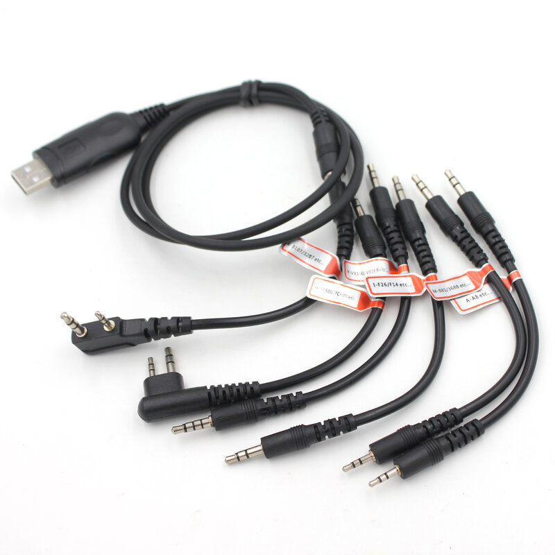 6 en 1 Cable de programación USB para Motorola Kenwood Yaesu Icom HYT BaoFeng UV-5R Radio de dos vías Walkie Talkie 6in1 cable