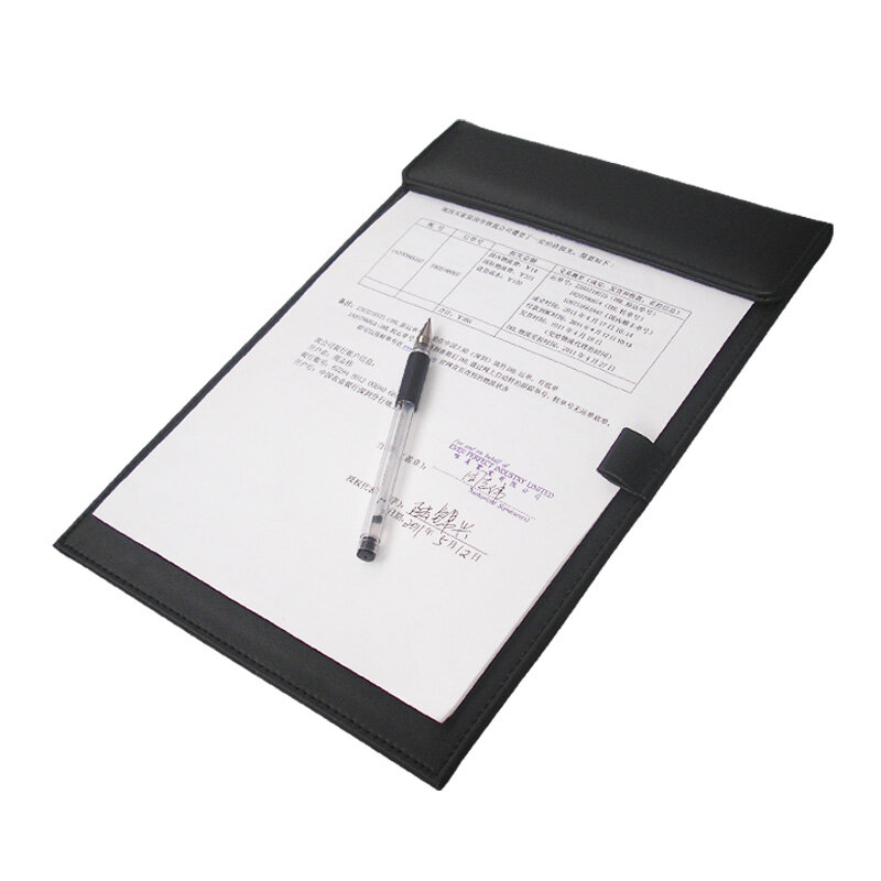 Kingfom-portapapeles Horizontal con almacenamiento A4, carpeta de archivos de papel, Clip de informe de reunión de cuero PU, soporte para documentos, tablero de escritura
