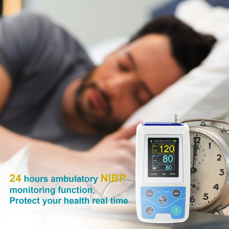 Monitor de presión arterial para adultos, niños, grandes, 3 puños, Software de PC gratis, 24 horas, NIBP Holter CONTEC ABPM50 +