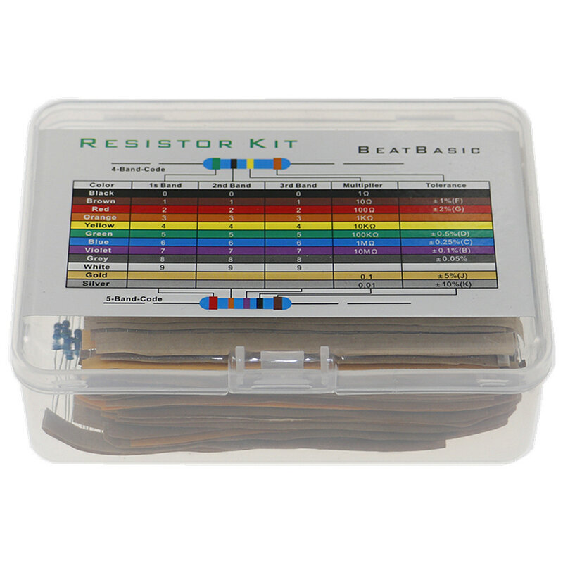 Metal Film Resistor Resistência Variedade Kit Set, 50 Valores, 1 W, 4W, 1% a 10 Mhz, 1000pcs por caixa