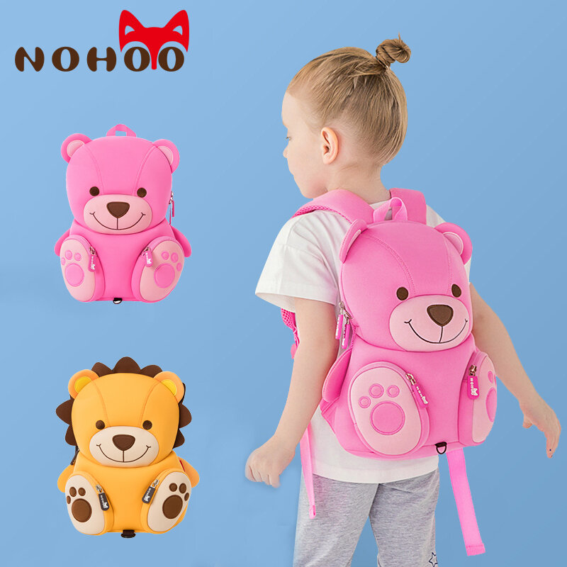 Nohoo animal dall padrão crianças saco de escola bonito 3d anti-perdido mochila pré-escolar mochilas para o jardim de infância da menina do menino mochila