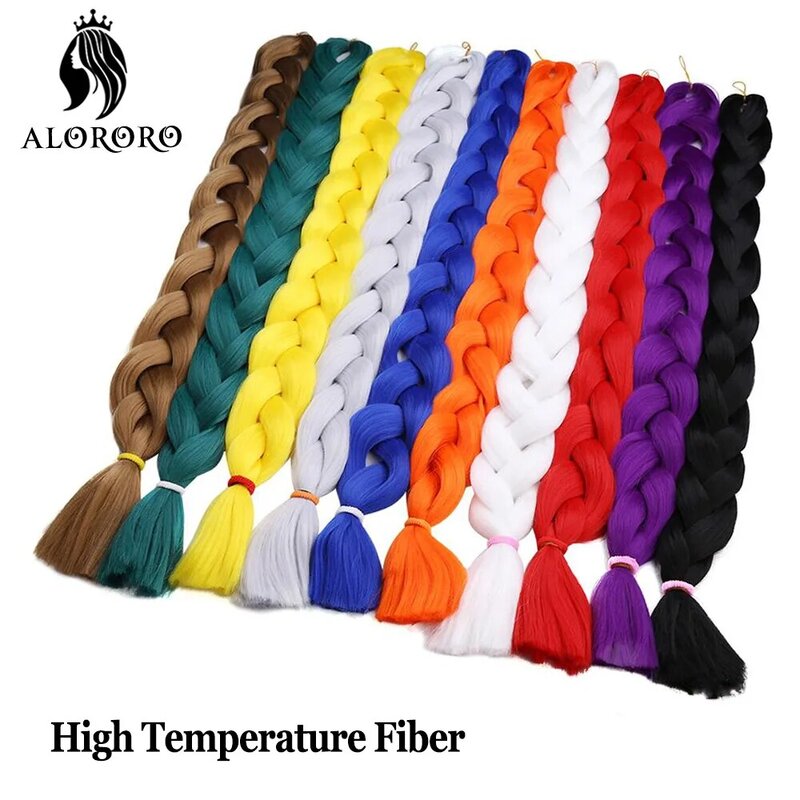 Alororo-extensiones de cabello trenzado Jumbo sintético para mujer, pelo falso africano de alta temperatura, 82 pulgadas