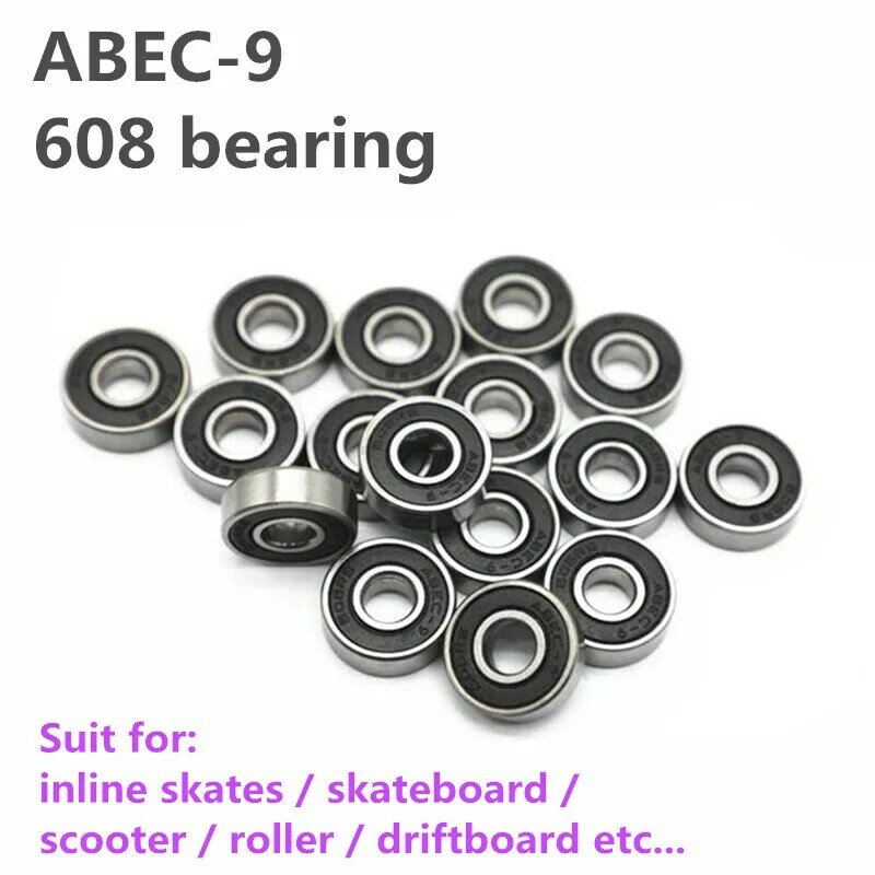 スケートボード用abec9ベアリングインラインスケートパティーヌabec-9ベアリングローラースケートボード608スクータースケートベアリングドリフトボード8個