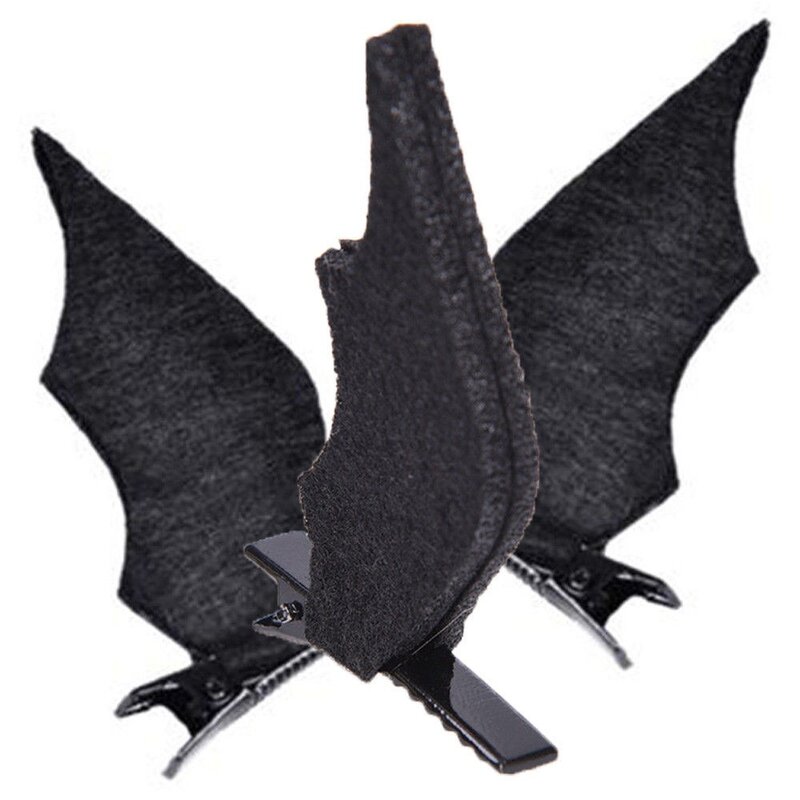 1Pair Cool Devil Wings Bat Hair Clips Wings Bat Hairpins Dress-up Costume Halloween Cosplay Party Hair Accessories
