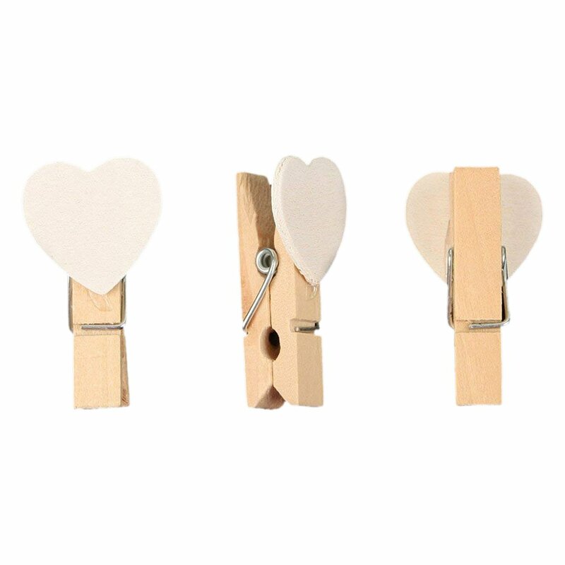 Mini pinces à linge en bois avec cœur, 12 pièces, pinces à papier Photo, épingle, artisanat, carte postale, amour, Photo, + corde en chanvre de 2M