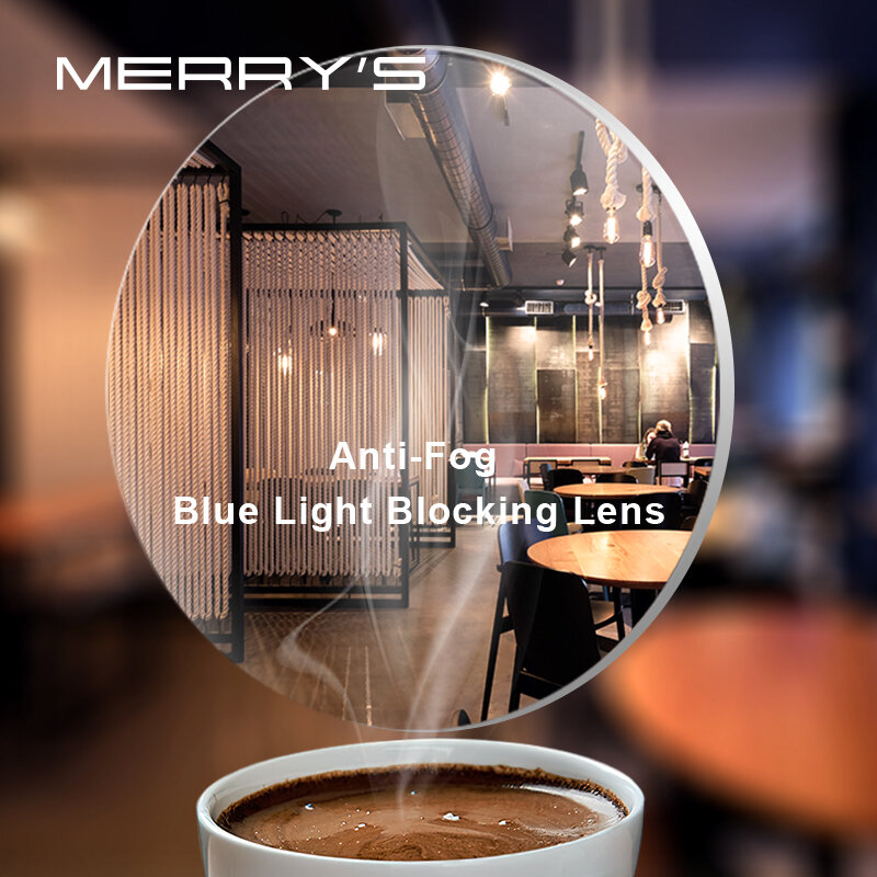 MERRYS-Anti-Fog Blue Light Blocking Series Óculos, lente de prescrição óptica, CR-39 Resina Asférica Óculos