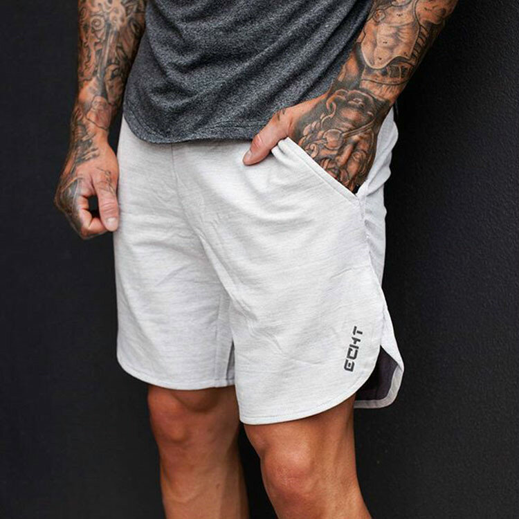 New Men Fitness Bodybuilding Shorts Man Summer Workout Male Breathable Mesh Quick Dry Sportswear Jogger Beach Short Pants