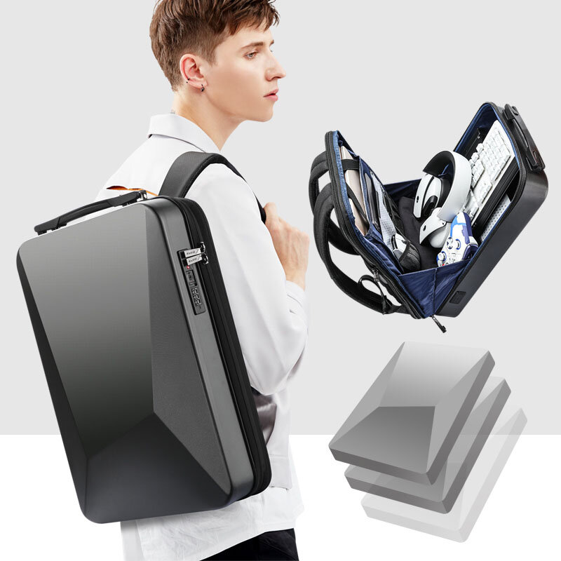 BOPAI – sac à dos antivol pour ordinateur portable e-sports, étanche, pour collège, chargeur USB, pour voyage d'affaires, pour hommes, 17.3