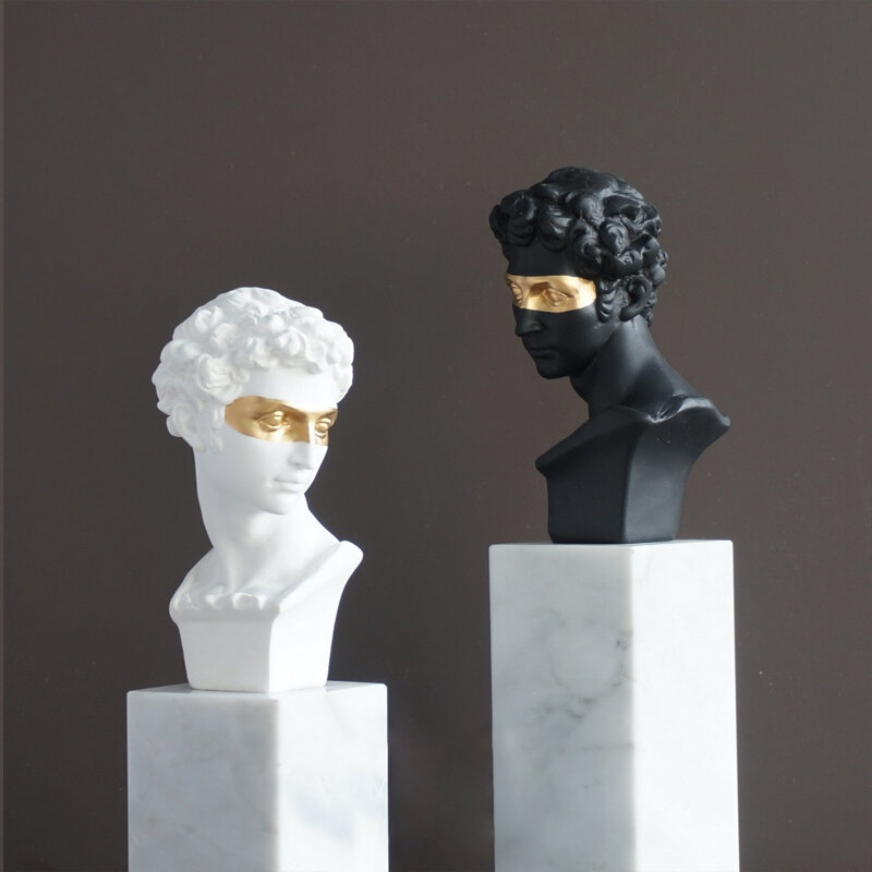Vendado arte cabeça resina imitação de gesso estátua ins estilo europeu escultura abstrata ornamentos decoração para casa acessórios